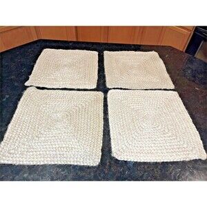 Natural Jute Hand Braided‎ Placemats Set of 4 Table Matts  14" Square Artisan